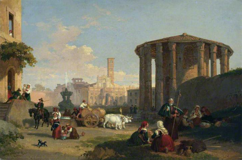 Penry Williams,Place Bocca della Verità, Santa Maria in Cosmedin (environ 1827)